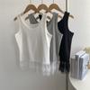 Colete sem mangas de renda estilo balé simples estilo coreano, top feminino com base interna emagrecedora e cobertura da barriga
