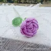 Producto Terminado Hecho a Mano Transfronterizo, Ramo Individual de Rosa Degradada Tejida a Crochet con Lana, Regalo Creativo para el Día de San Valentín y el Día de la Madre