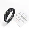 Pulsera tejida multicapa de acero inoxidable transfronteriza para hombre, titanio, acero, moda, cuero, con inscription, traje de regalo en stock