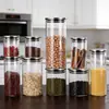 Tarro de Vidrio Transparente Resistente al Calor de Alto Borosilicato con Tapa de Acero Inoxidable, Almacenamiento Sellado, Tarro para Granos del Hogar, Tarro Sellado para Dulces