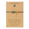 Moda Transfronteriza Europea y Americana Pulsera Tejida de Piedras Naturales de los 12 Signos del Zodiaco Colgante Chapado en Acero Inoxidable Joyería Versátil de Cuentas