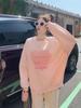 Design Love Rosa oversize Sweat Feminino Outono e Inverno forrado de lã Grosso Gola Redonda Solto Slimming Pullover Top