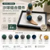 Ornamento de Mesa de Areia Estilo Zen de Madeira Moderno Minimalista e Conjunto de Bolas de Areia para Decoração de Mesa na Entrada da Casa e Sala de Estar