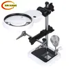 Ferro de Solda Elétrico com Grampo Auxiliar LED Multifuncional para Reparo de Chips e Placas de Circuito, com Plugue de Alimentação/Bateria, Luminária de Mesa e Lupa
