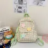 Mochila de Cuadros para Mujer, Bolso Escolar Versátil Estilo Coreano para Niñas, Mochila de Alto Valor Casual para Estudiantes en Redes Sociales