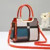 Comercio Exterior Transfronterizo Bolsos de Mujer Más Vendidos 2025 Nuevos Bolsos de Mano de Cuadros de Color Contrastante Bolsos de Hombro Cruzados Versátiles Exquisitos Estilo Caliente