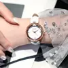 Relógio de Pulso Casual Simples Versátil à Prova d'Água Hong Kong Guou com Moldura Dourada e Pulseira de Couro, Disponível para Dropshipping