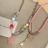 Colar de Franjas Estrela Colorido Doce de Verão para Mulheres, Corrente Clavicular de Luxo Leve, Gargantilha Doce e Descolada para Meninas