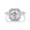 Anillo de plata de ley S925 con corte esmeralda de Nine Beauty Jewelry, 7 x 7, con diamantes de alto carbono y circonitas cúbicas, para mujer.