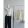 Top de Encaje con Cuello en V para Mujer, Manga Larga Ajustado, Camisa Interior Transparente con Estampado Floral y Botones