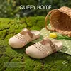 Pantuflas de Medio Uso Tejidas de Punta Cerrada para Mujer, Nuevo Modelo Verano 2026, Sandalias Retro Mary Jane Transpirables Huecas de Eva Antideslizantes