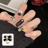 Celebridad de Internet Estilo Pequeño Chanel Arte de Uñas Joyería de Aleación Perla de Aceite Lazo Blanco y Negro Decoración Simple de Uñas Francesas Venta al por Mayor