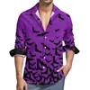 Nueva Camisa Hawaiana de Manga Larga Casual para Hombre Impresa en 3D Serie de Halloween de Comercio Exterior Más Vendida Transfronteriza