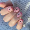 [Grande Promoção] Unhas Postiças Casuais Vermelhas Francesas Curtas Coração Preto Mini Nail Art Fábrica de Esmalte Atacado