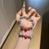 Pulsera de una sola hebra de Calcedonia Natural Multi-Tesoro Cristal de Siete Colores Flor de Resina Lapislázuli Amazonita Amatista Uva Tapa de Leche