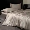 Nuevo Juego de Cuatro Piezas de Tencel Lyocell Estilo Años 60 Color Sólido Funda Nórdica Fresca y Cómoda Ropa de Cama Juego de Lujo Ligero de Alta Gama
