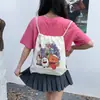 Mochila con Cordón de Dibujos Animados de Conejito Retro Original Bolsa de Lona de Gran Capacidad para Mujer Nueva 2025 Mochila de Viaje para Estudiante
