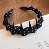 Diadema Negra de Lunares Dentada para Frente Alta para Mujer Estilo Coreano Lujo Ligero Gama Alta Versátil Diadema Accesorios para el Cabello de Temperamento de Nicho