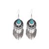 Pendientes transfronterizos nuevos de hoja de loto hueca de turquesa para mujer, pendientes retro de estilo étnico retro en forma de gota, pendientes europeos y americanos
