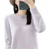 Camiseta base de punto para mujer, cuello redondo, corte ajustado, suéter de punto de manga larga para otoño e invierno, estilo básico simple, top versátil para usar en capas