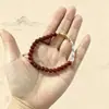 Pulsera de Siete Granos y Perlas Rojas Oro Tres Plata Cuatro Nuevo Estilo Chino Pulsera de Lujo Ligero para Mujer Estilo Chino Simple Versátil Joyería