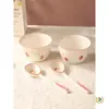 Juego de Tazón y Plato de Fresa, Vajilla Doméstica para Una Persona, Cuenco de Arroz de Cerámica, Bol para Fideos, Bonito Plato para Hornear, Creativo Bol para Frutas