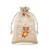 Bolsas de Arpillera con Cordón Navideñas Bolsas para Regalo de Fiesta Navideña Bolsas de Empaque con Cordón Bolsas de Almacenamiento de Imitación de Lino para Niños