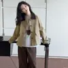 Abrigo de Otoño e Invierno para Niñas 2026 Nuevo Casual Estilo Coreano para Niñas Mayores, Top de Bloques de Color con Cuello de Solapa, Ropa Infantil Transfronteriza