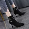 Botines de Tacón Alto Nuevos Otoño/Invierno 2026 para Mujer Puntera Puntiaguda Gamuza Botas Martin para Mujer Adelgazantes Tacón Delgado Versátiles Botas Ajustadas