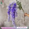 Flores de glicina artificiales, acacia colgante, densas enredaderas de flores de frijol y flores violetas para venta al por mayor. Enredaderas de glicinia de pared para paisajismo artificial y decoración