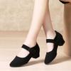 Nuevos zapatos de baile cuadrados negros para mujer, zapatos de baile de madre con tacón medio y suela suave, zapatos de baile para adultos de las cuatro estaciones, zapatos antiguos de tela de Beijing