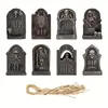 Decoración de lápidas de Halloween de 16 piezas transfronteriza con calaveras aterradoras, murciélagos y fantasmas, adornos colgantes de papel con cuerdas