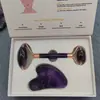 Rodillo de masaje de jade amatista doble cabeza rodillo de jade más corazón de dedo en forma de placa raspadora de amatista traje
