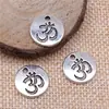 15X15Mm 1.6g Accesorios para Joyería DIY al por Mayor Popular Europeo y Americano Redondo Doble Cara Etiqueta Colgante Símbolo Om