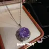 Joyería Palacio Italiano Iris Morado Girasol Piedra Preciosa Collar Banquete Alta Costura Lujo Para Flor Anillo