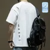 Camiseta Fresca Bordada de Manga Corta para Hombre, Estilo Nuevo de Verano, Top Pesado de Media Manga, Corte Holgado, Ropa para Hombre de Tallas Grandes