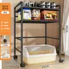 Prateleira de Armazenamento para Comida de Gato Rack Aberto de Armazenamento Sob a Caixa de Areia Prateleira de Armazenamento para Latas de Comida de Gato Suprimentos para Pets Árvore de Gato
