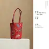Bolsa de almacenamiento para juego de té de algodón tejido, bolsa cilíndrica gruesa para viaje, bolsa de ceremonia de té de tamaño grande para maestros de té
