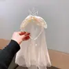Diadema Estilo Princesa Velos de Encaje Retro con Lazo Diadema para el Cabello Infantil Pasador para el Cabello de Niña Corona de Lentejuelas Diadema de Cumpleaños