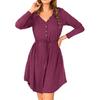 Ropa de Mujer Europea y Americana 2021 Wish Amazon Ebay Popular Color Puro Cuello en V Moda Manga Larga Botón Cinturón Vestido