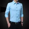 Camisa Blanca para Hombre, Manga Larga, Corte Delgado, Antiplanchado, Ropa Formal de Trabajo, Traje de Hombre, Camisa para Padrino, Camisa de Boda