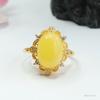 Anillo Jueyu de Plata S925 con Ámbar de Cera de Abeja Natural, Lleno de Ámbar Color Miel, Venta Directa de Fábrica S2110707A