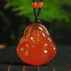 Pingente de Ágata Calcedônia Natural Pingente de Jade Guanyin Buda Folha para Casal Colar de Ágata Raposa de Calcedônia Corajosa