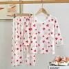 Pijamas de Verano para Niños, Ropa de Casa para Niños, Conjuntos de Manga Larga y Pantalón Largo para Niñas, Ropa de Aire Acondicionado para Niños, Conjuntos de Manga Tres Cuartos para Niños