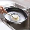 Paja de trigo cocina mango largo cepillo para lavar sartenes cepillo para limpiar tazones no lastima las manos cepillo de limpieza para el hogar cepillo para sartenes y tazones