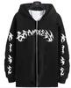 Nova Moletom com Zíper Estampado Padrão Simples Tendência Legal Jaqueta Cardigan Moletom Casual Solto