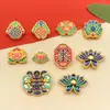 Aleación de Zinc Esmalte de Goteo Beads Espaciadores Auspiciosos Chinos Cloisonné Loto con Cuentas Accesorios para Pulsera Collar DIY