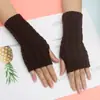 Luvas de lã tricotada quentes de outono e inverno para homens e mulheres, luvas de dedo curto, luvas curtas de torção em oito, manguitos de braço, atacado