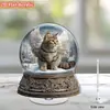 Impresión Plana Transfronteriza 2D Plano Rotación 360 Giratorio Acrílico con Diseño de Gato Ángel y Escena de Nieve