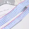 Fita Xadrez com Borda Enrugada Acessórios de Cabelo DIY Decorações de Laço Fita de Renda Colorida Fita para Embalar Bolo Flor